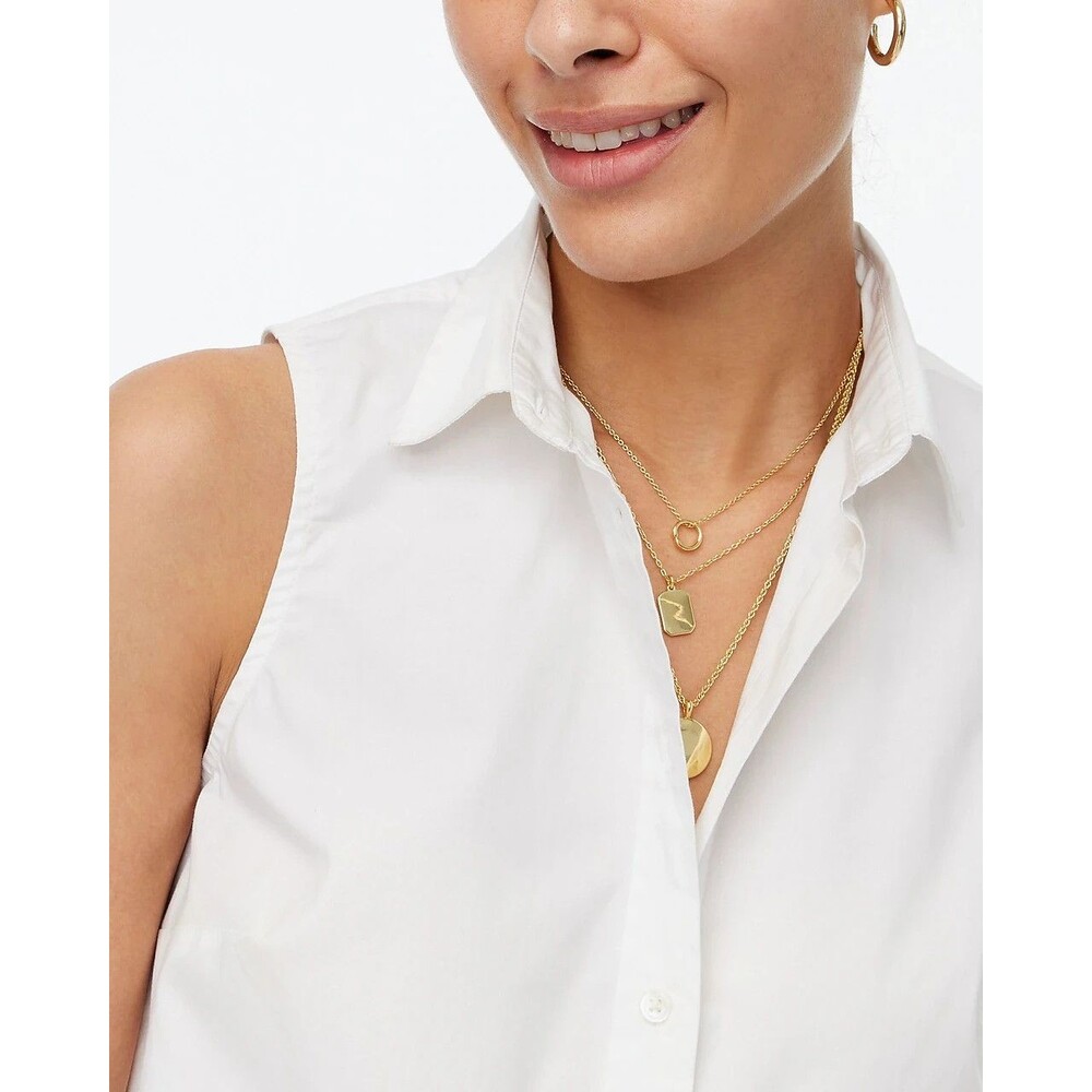 J.CREW Sleeveless Poplin Shirt Signature Fit M White Button-Up Collared NWD B70